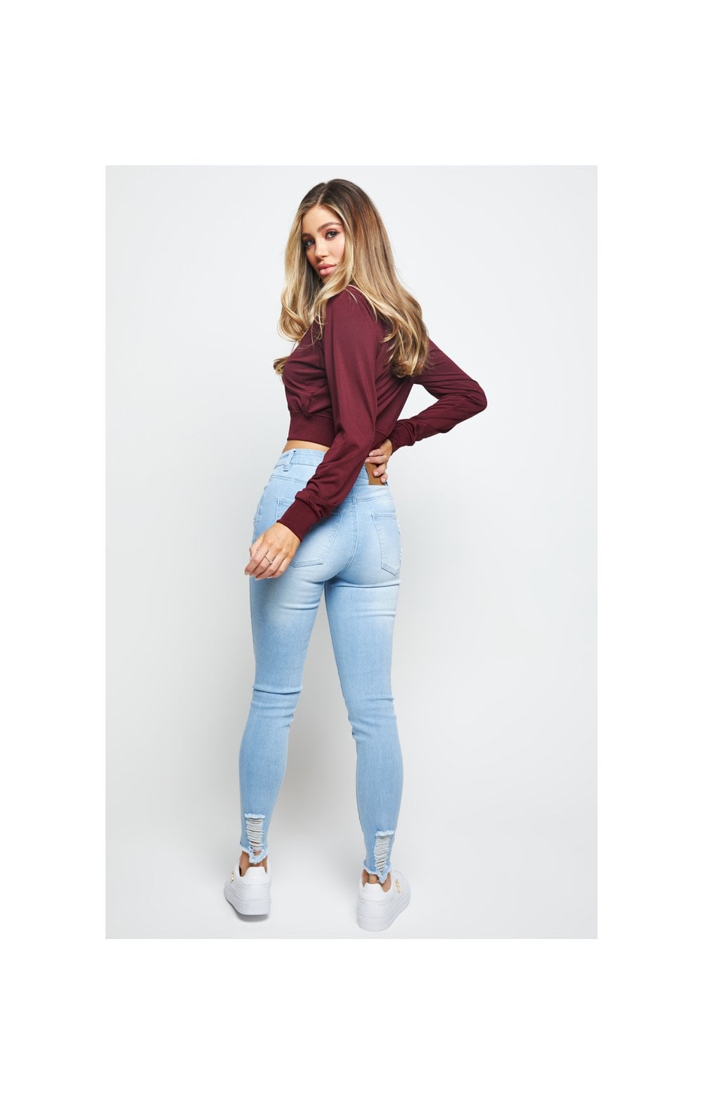 SikSilk Mesh Cropped Bomber - Burgundy (3)