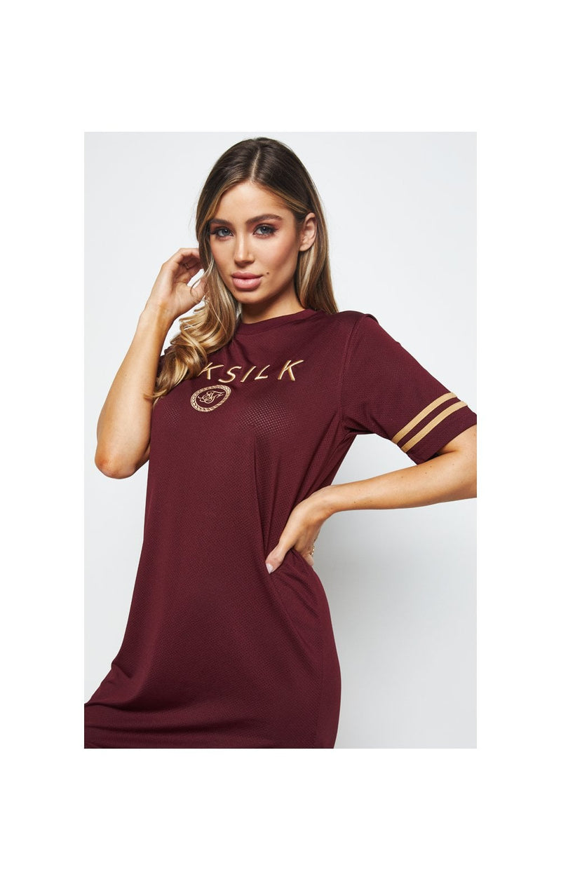 SikSilk Mesh T-Shirt Dress - Burgundy