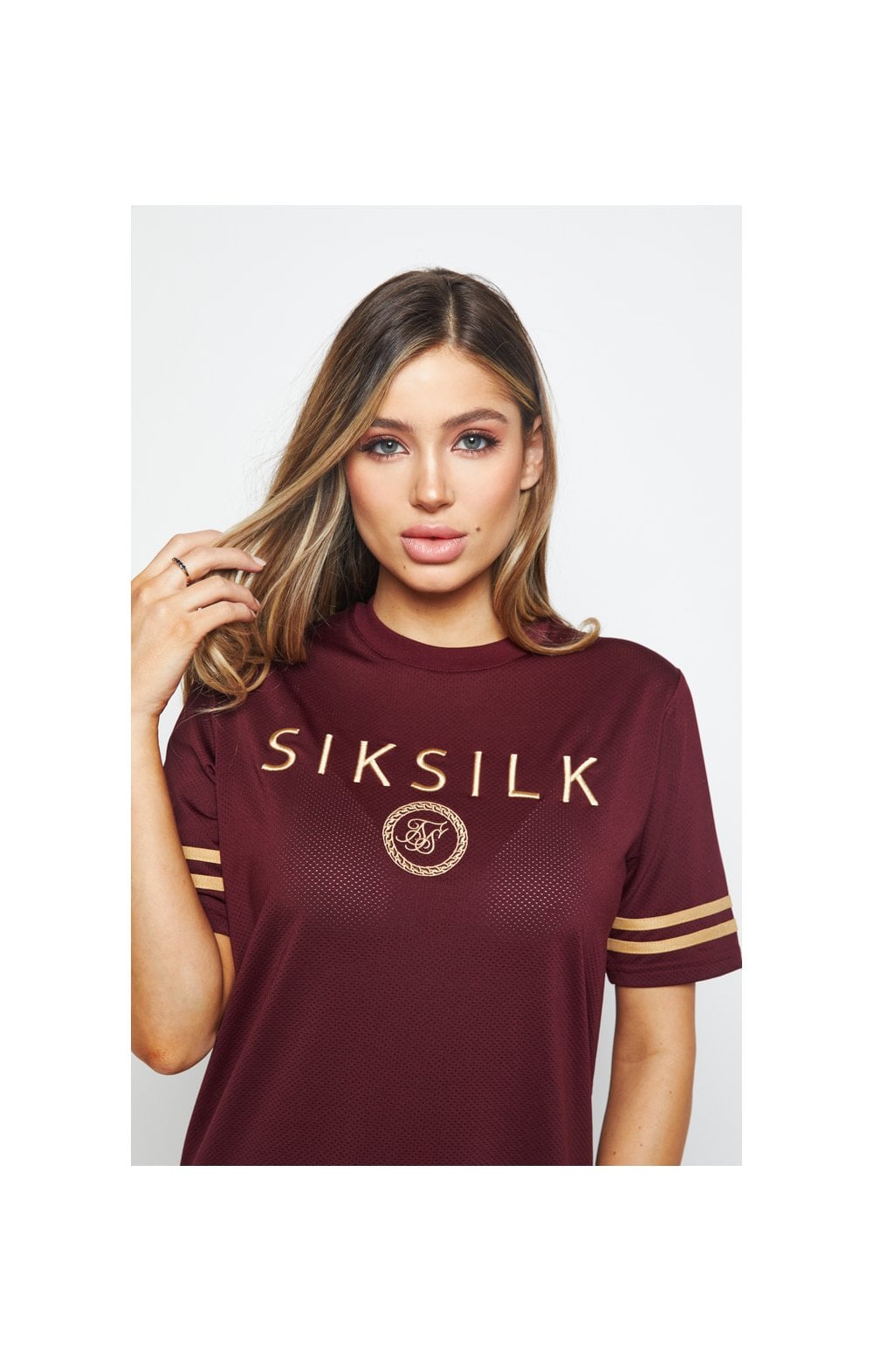SikSilk Mesh T-Shirt Dress - Burgundy (1)