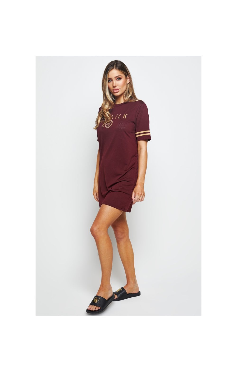 SikSilk Mesh T-Shirt Dress - Burgundy (3)