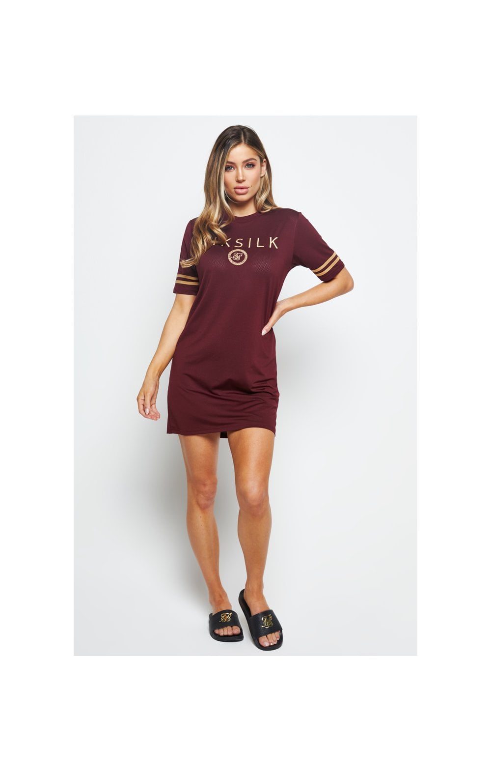 SikSilk Mesh T-Shirt Dress - Burgundy (5)
