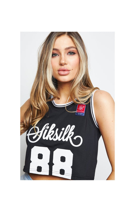 SikSilk Retro Sports Crop Vest - Black