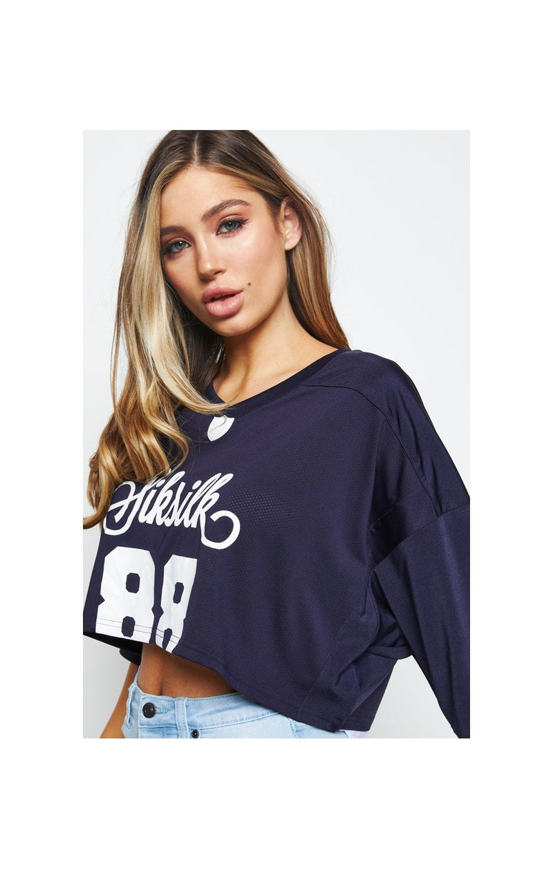 SikSilk Retro Football Crop Jersey - Navy (1)
