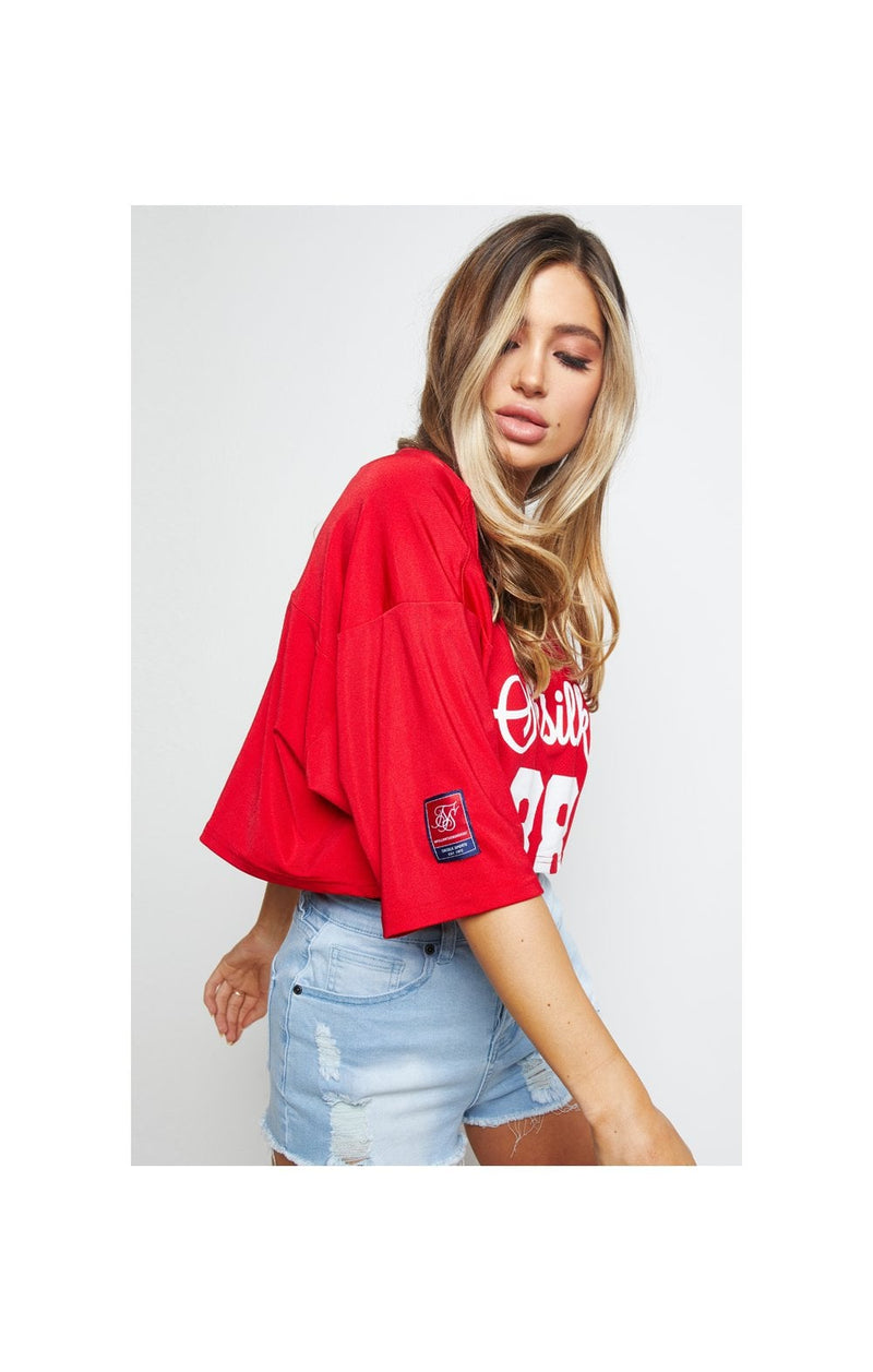 SikSilk Retro Football Crop Jersey - Red (1)