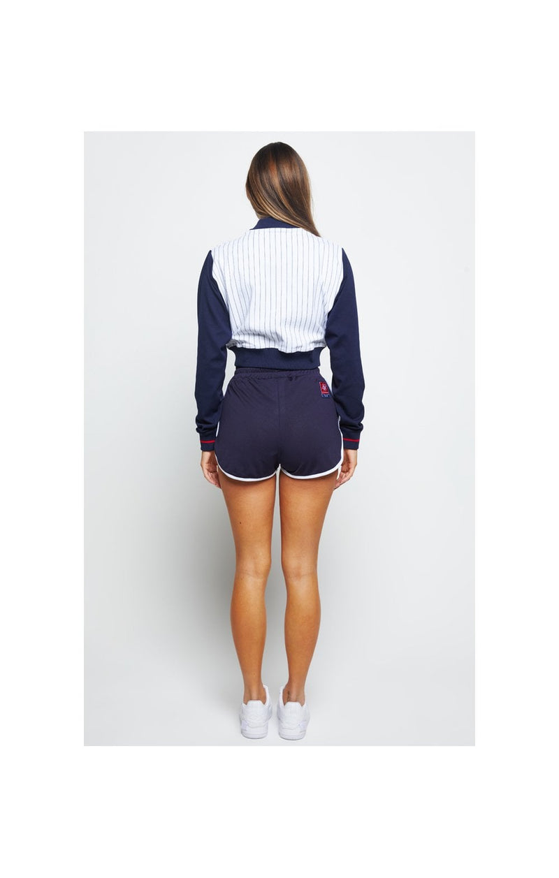 SikSilk Retro Sport Cropped Bomber - White & Black (1)