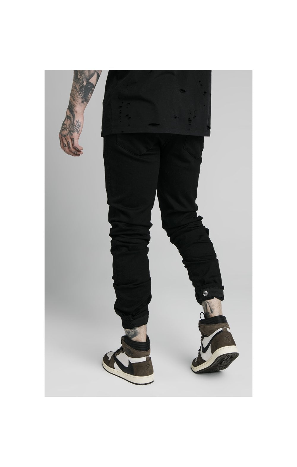 SikSilk Elasticated Strap Cuff Jeans - Black (1)