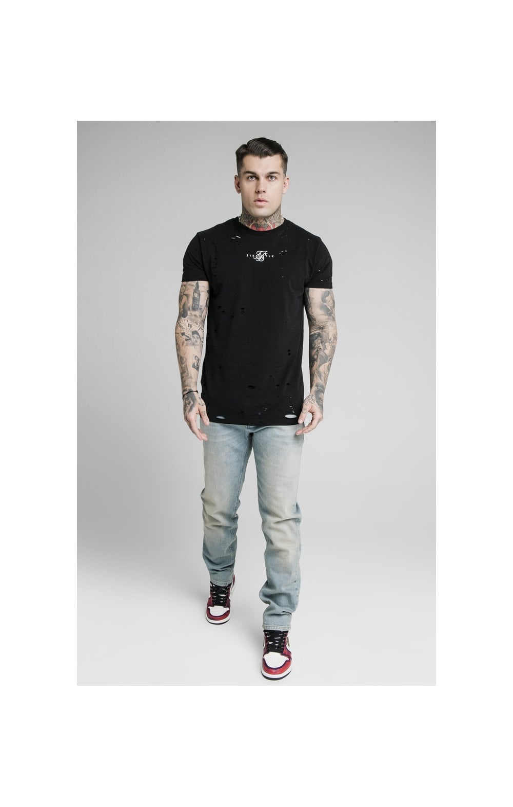SikSilk Raw Loose Fit Jeans - Light Blue Wash (4)