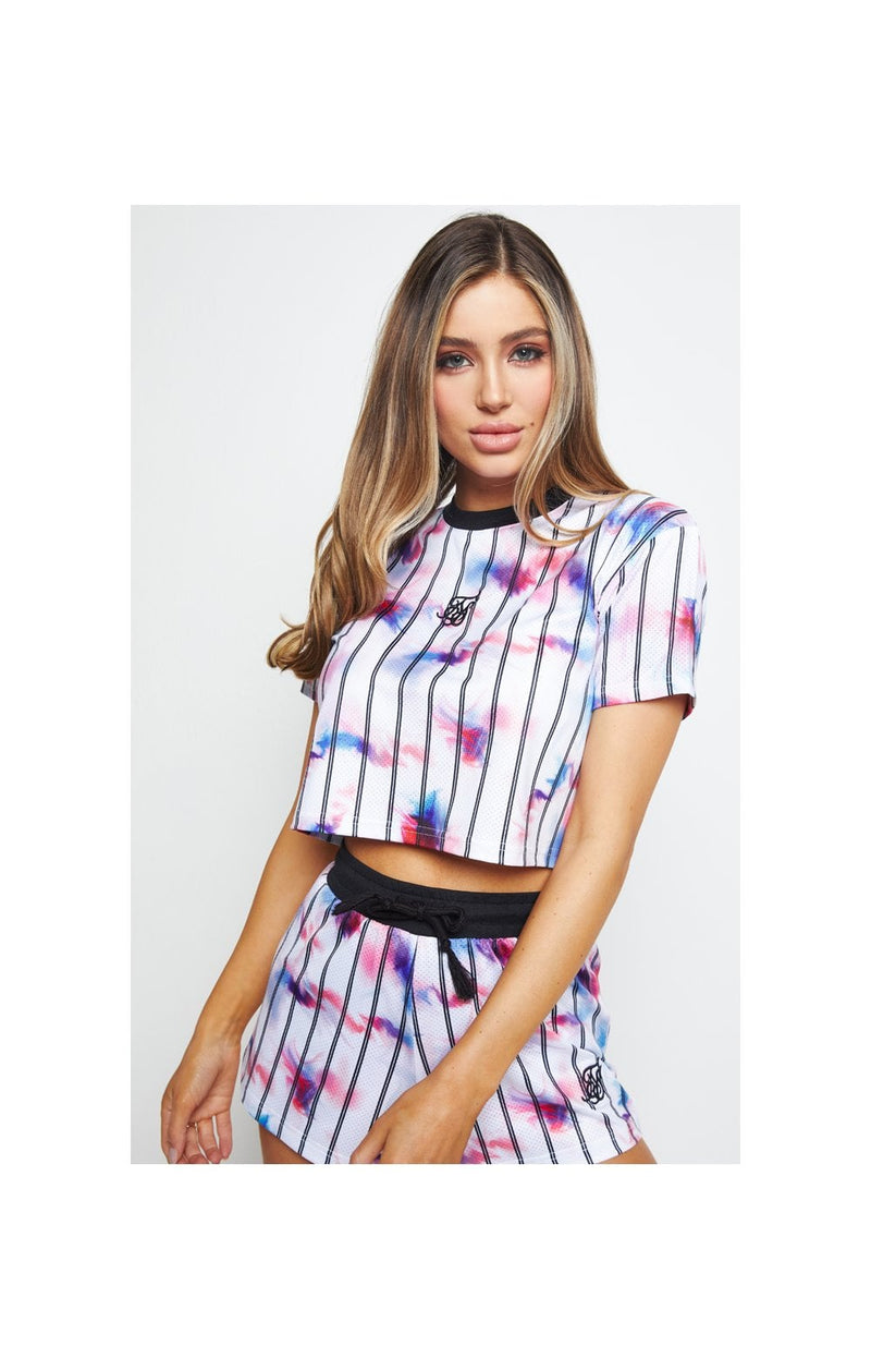 SikSilk Marble Tie Dye Crop Tee - White