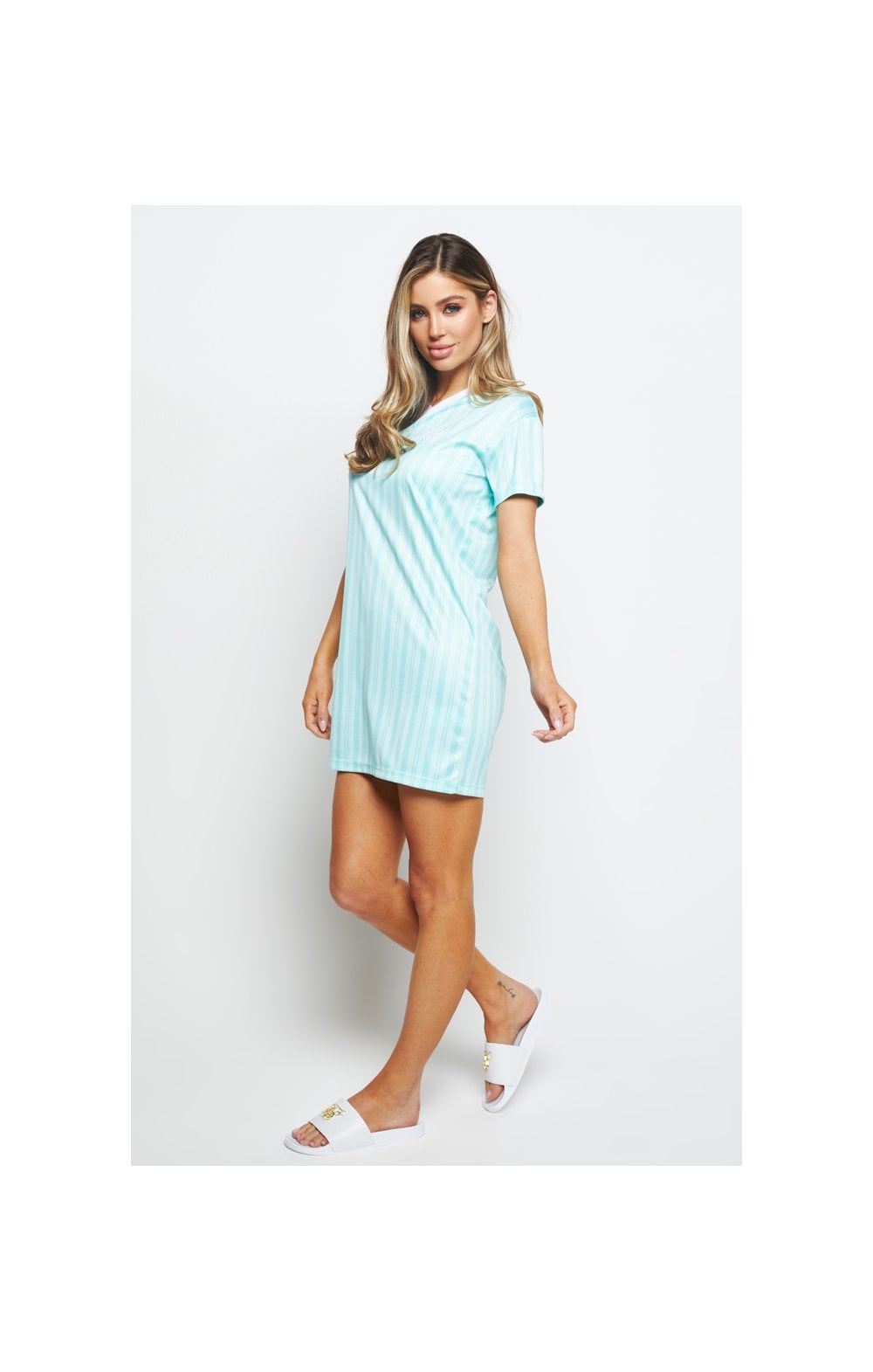 SikSilk Stripe Print T-Shirt Dress - Aqua (6)