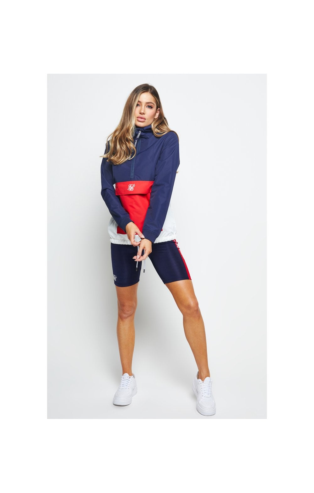 Load image into Gallery viewer, SikSilk Overhead Windbreaker - Navy,Red &amp; White (4)