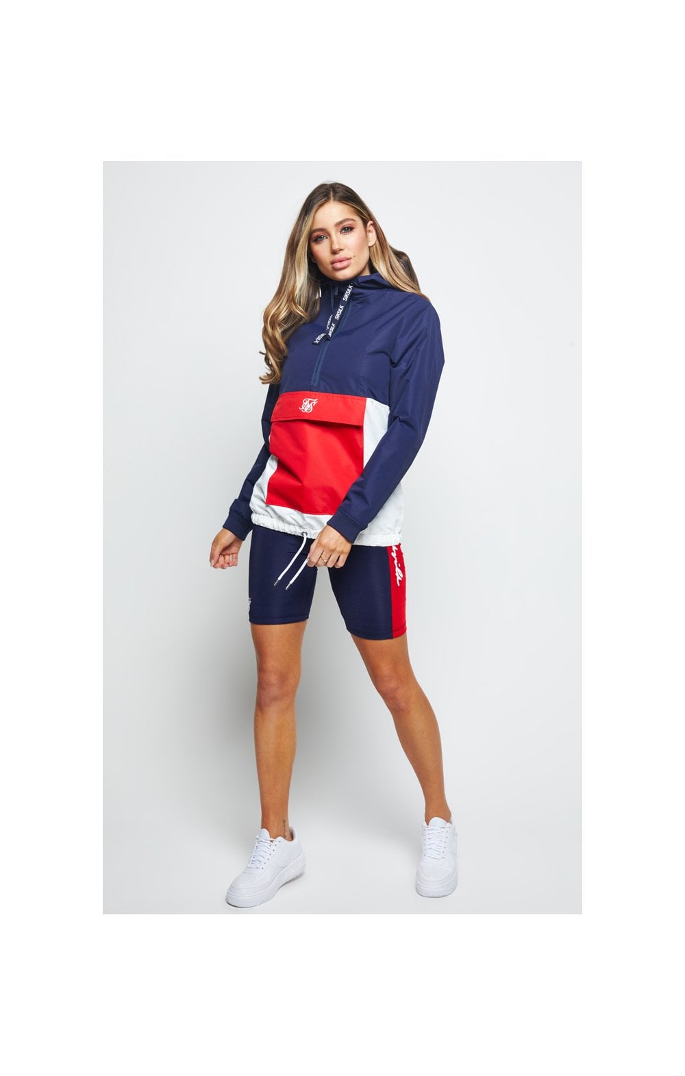 Load image into Gallery viewer, SikSilk Overhead Windbreaker - Navy,Red &amp; White (5)