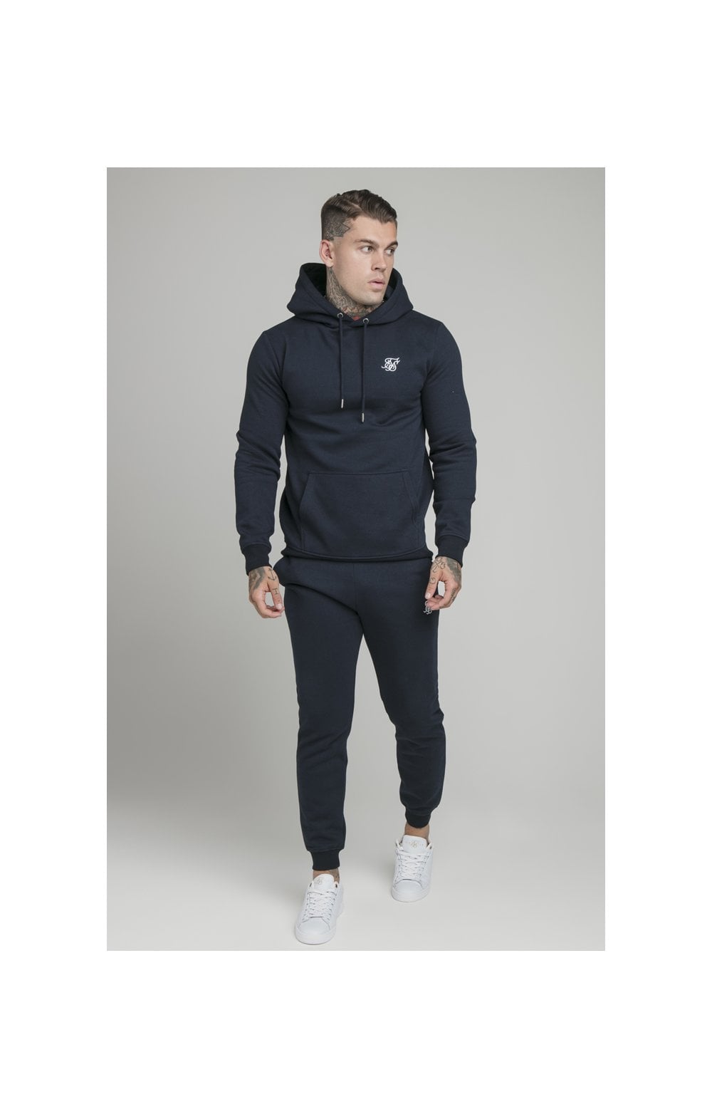 Navy Essential Muscle Fit Overhead Hoodie