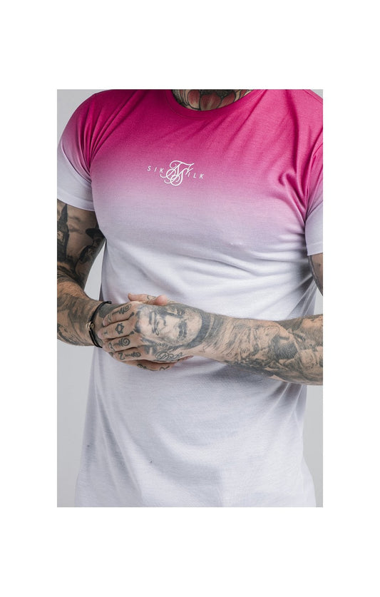 SikSilk High Fade Tee - Pink & White