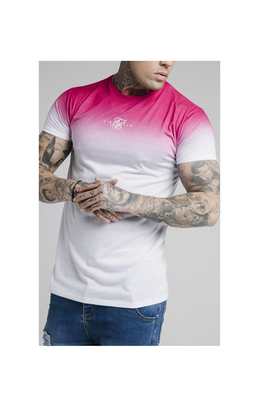 SikSilk High Fade Tee - Pink & White