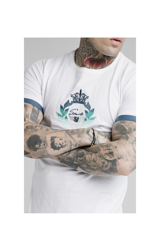 SikSilk S/S Fade Prestige Gym Tee - White & Pacific Fade