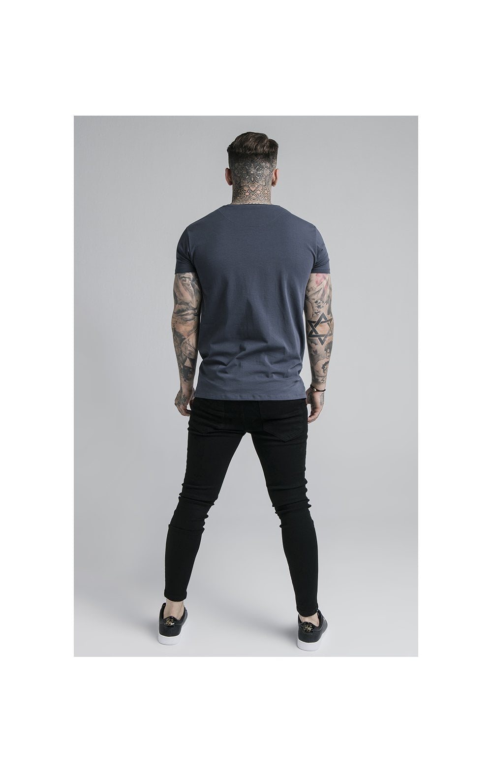 SikSilk S/S Embossed Prestige Gym Tee - Navy (3)