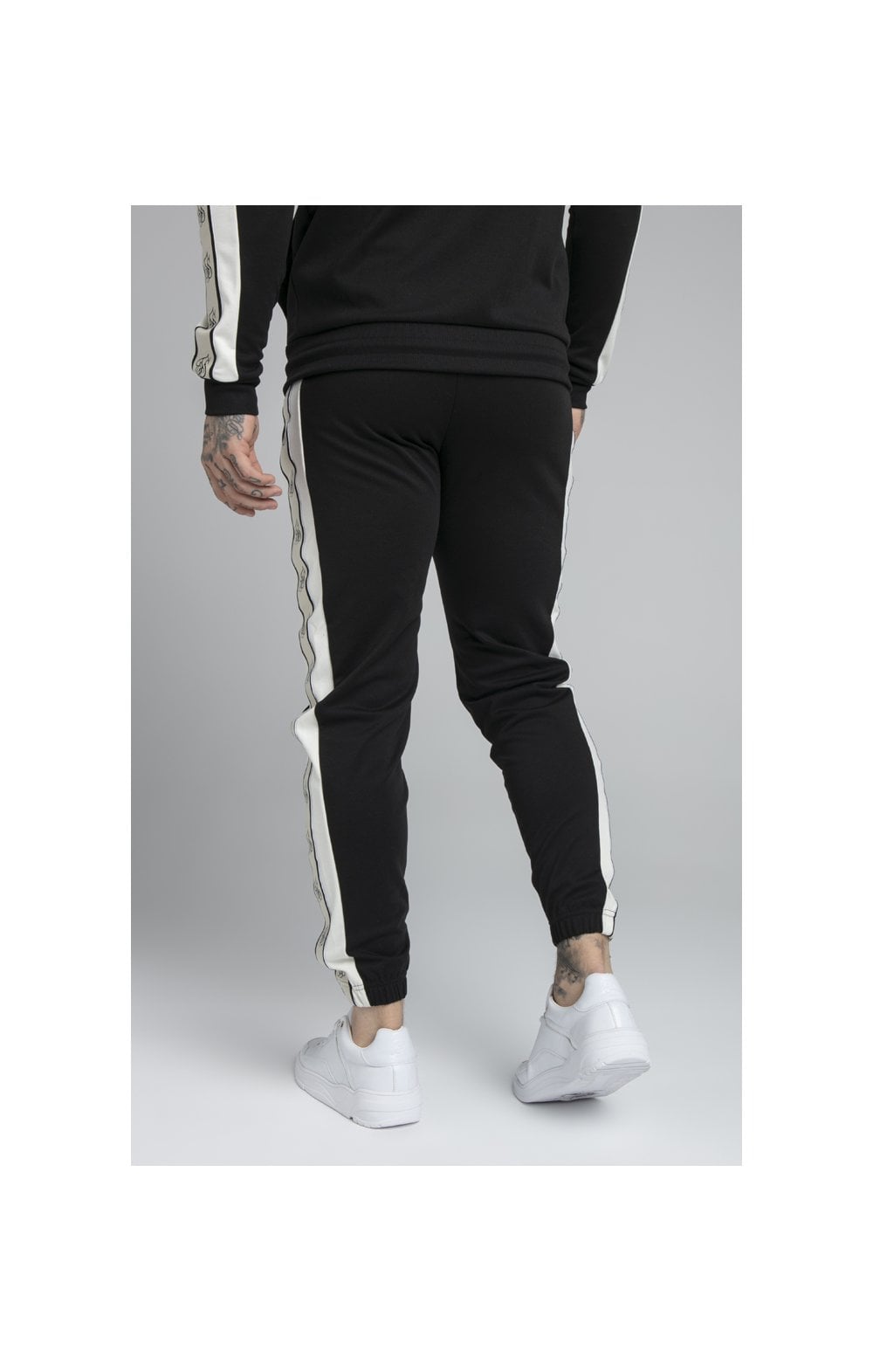 SikSilk Premium Tape Track Pant - Jet Black & Off White (2)