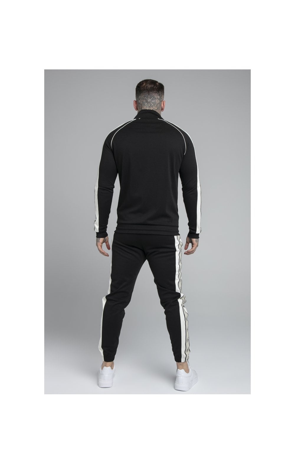 SikSilk Premium Tape Track Pant - Jet Black & Off White (6)