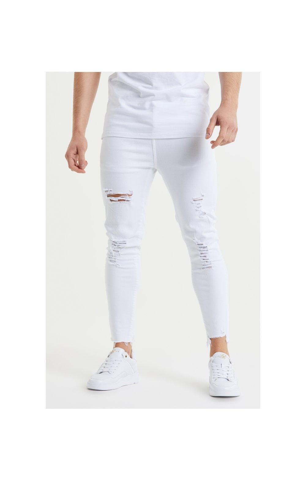 SikSilk Cropped Raw Hem Denims - White