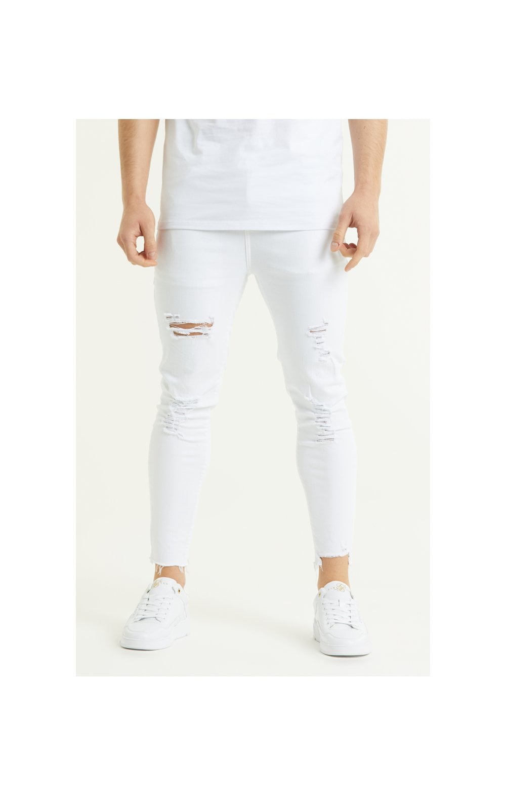 SikSilk Cropped Raw Hem Denims - White (1)