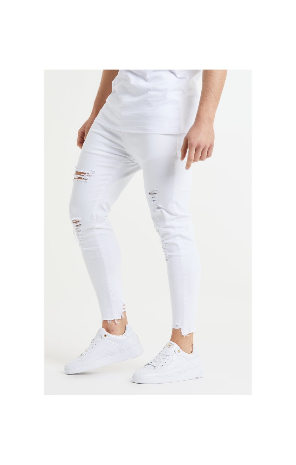 SikSilk Cropped Raw Hem Denims - White (2)