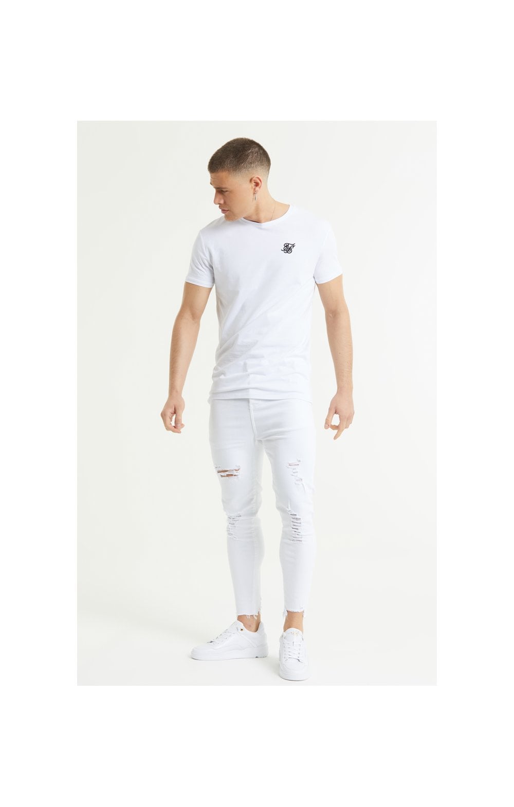 SikSilk Cropped Raw Hem Denims - White (5)