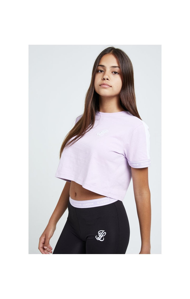 Illusive London Tape Cuff Crop Tee - Lilac