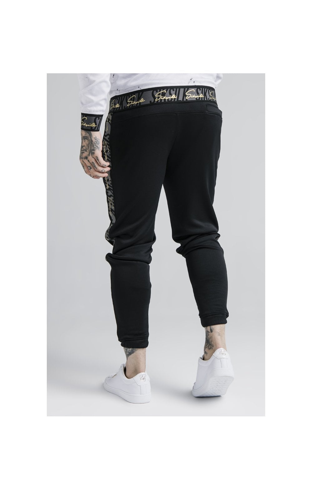 SikSilk Fitted Cuffed Jogger - Black & Grey (2)