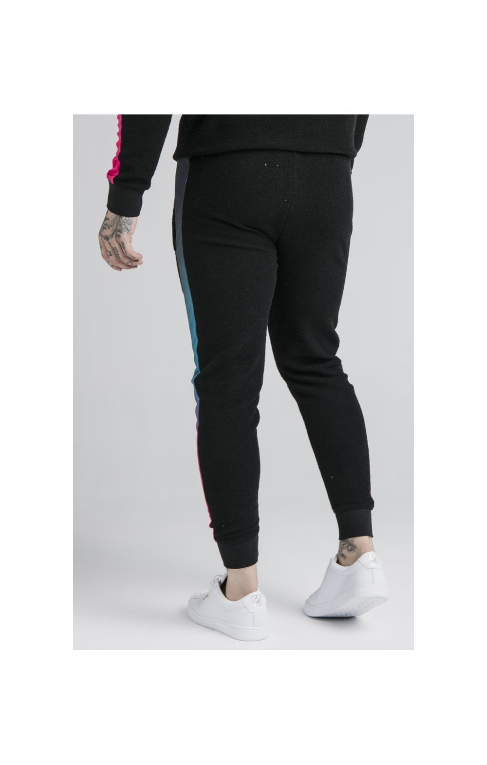 SikSilk Loop Back Fade Joggers - Black & Tri Neon (1)