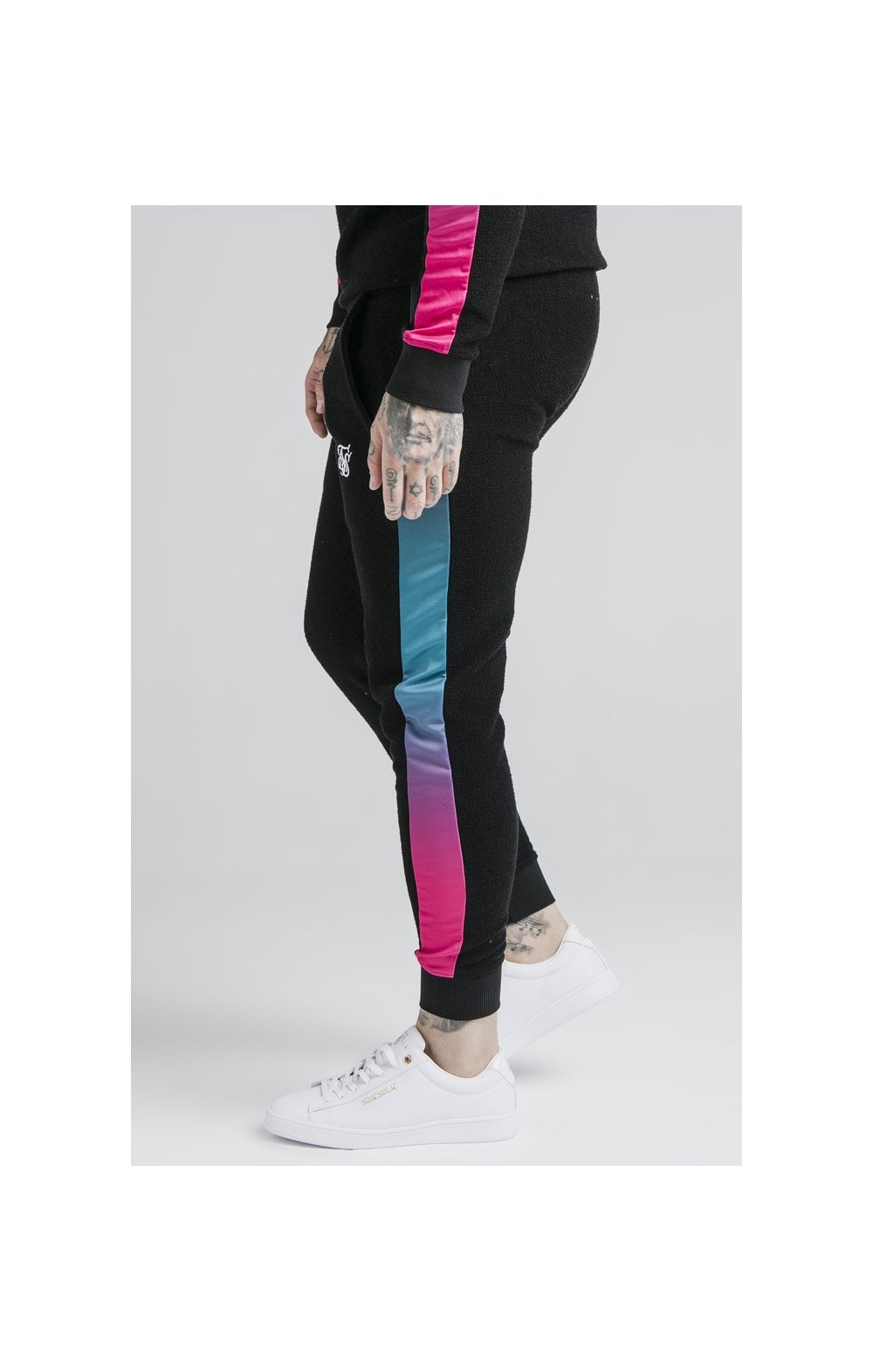 SikSilk Loop Back Fade Joggers - Black & Tri Neon (2)