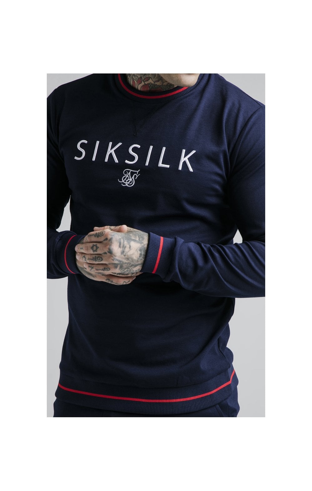 SikSilk Retro Sports Crew Sweat - Navy (1)