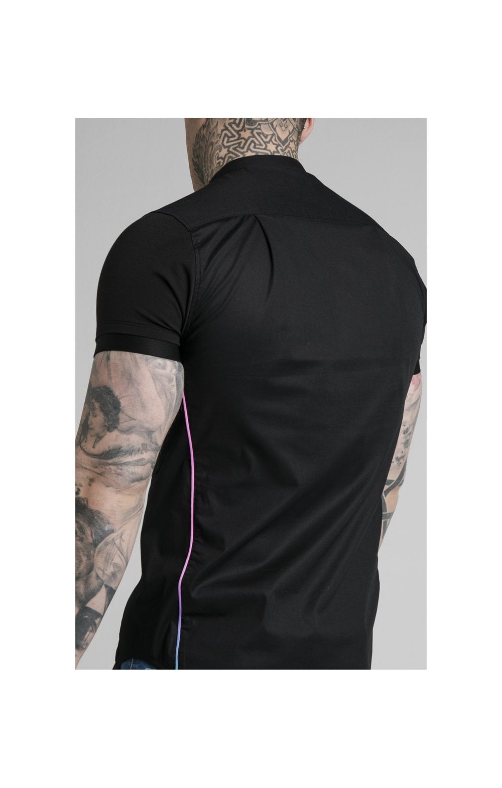 SikSilk S/S Fade Grandad Shirt - Black & Neon Fade (2)