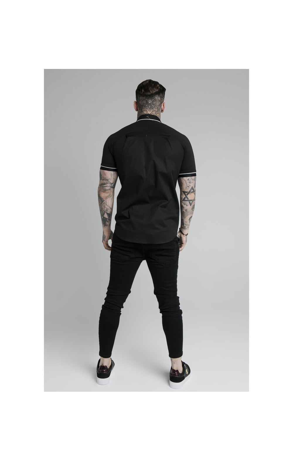 SikSilk S/S Inset Cuff Shirt - Black (5)