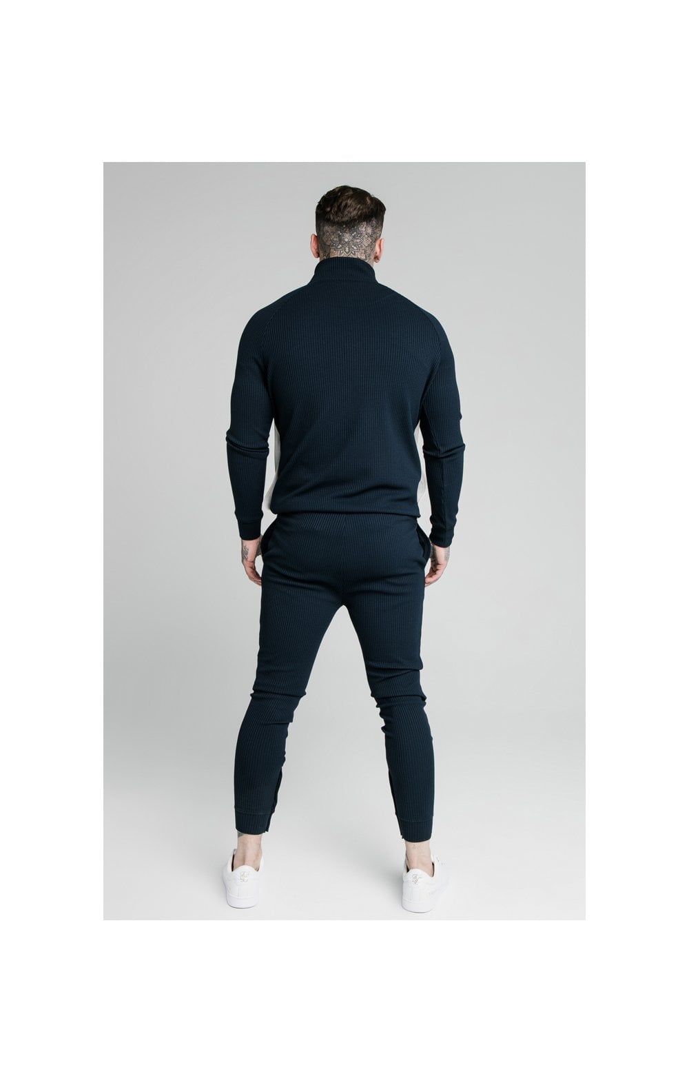 Load image into Gallery viewer, SikSilk Surface Quarter Zip Funnel Neck Hoodie - Navy &amp; Grey (3)