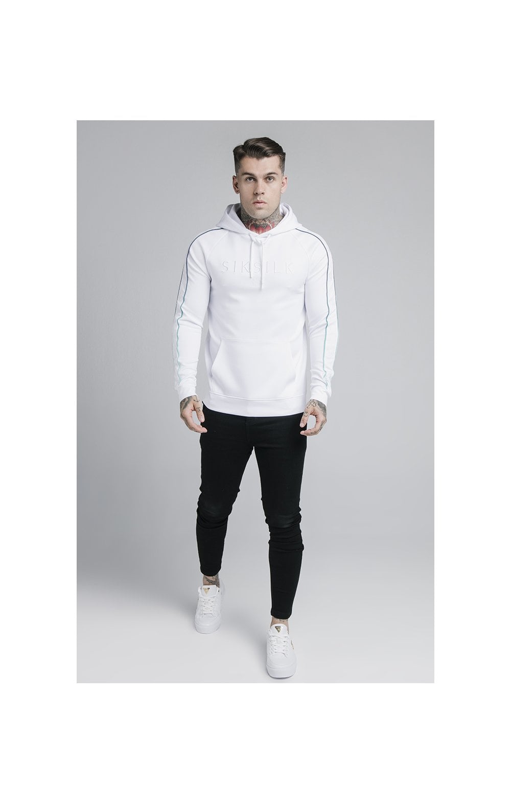 SikSilk Astro Fade Overhead Hoodie White Pacific Fade