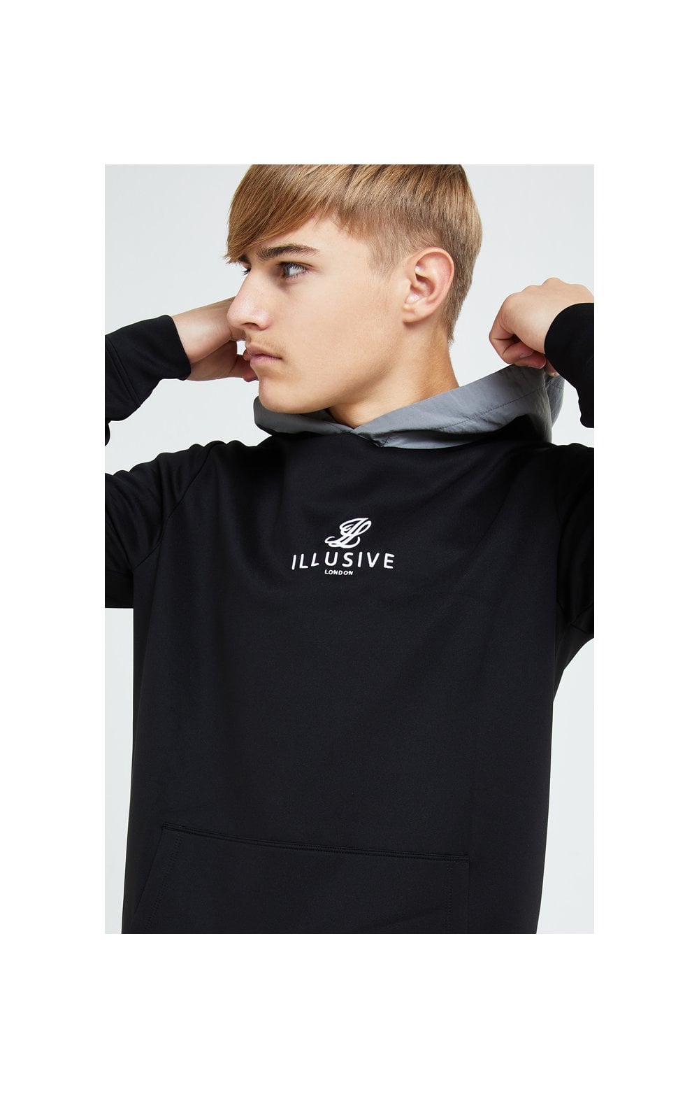 Illusive London Hybrid Overhead Hoodie - Black & Grey