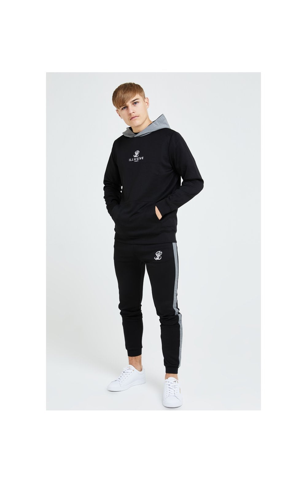 Illusive London Hybrid Overhead Hoodie - Black & Grey (3)