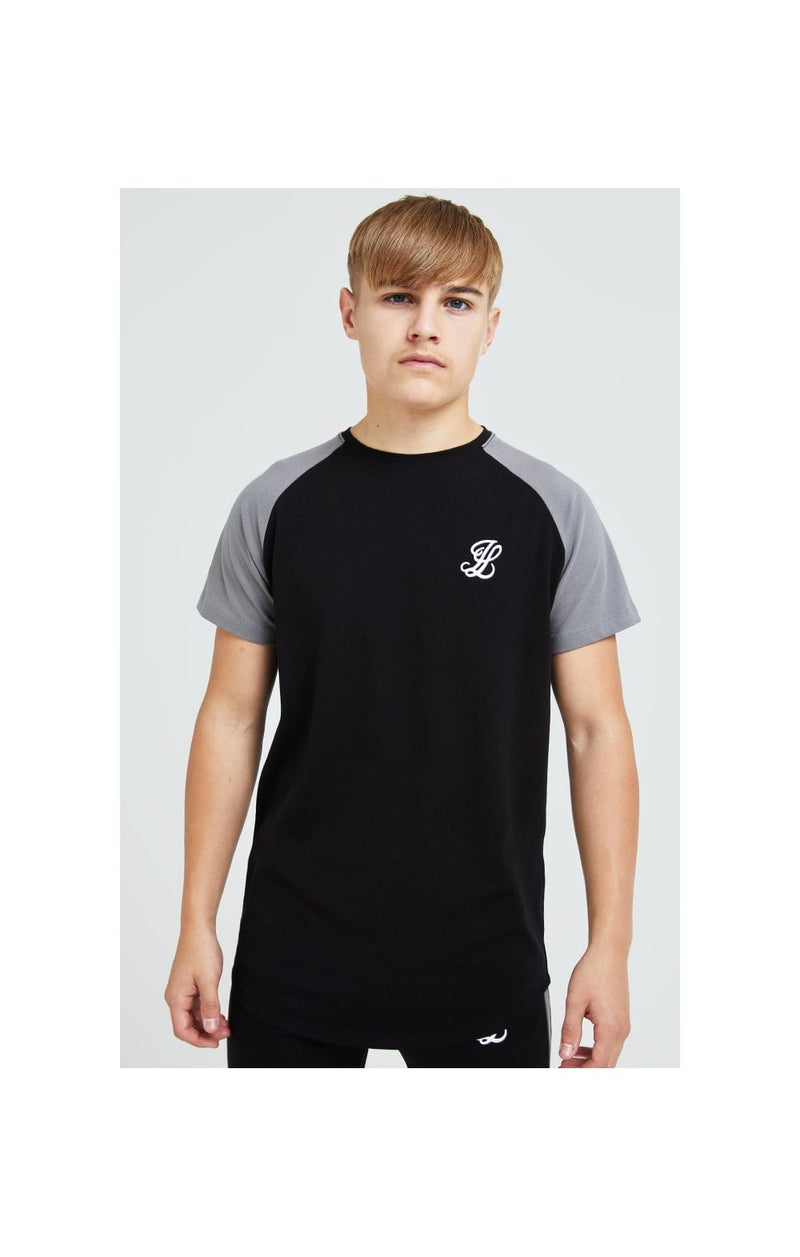 Illusive London Hybrid Raglan Tee - Black & Grey