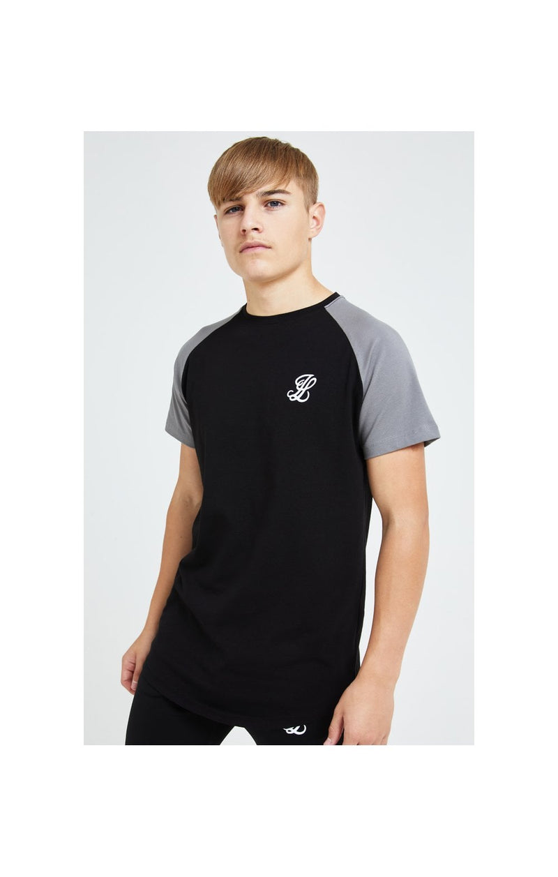 Illusive London Hybrid Raglan Tee - Black & Grey (1)