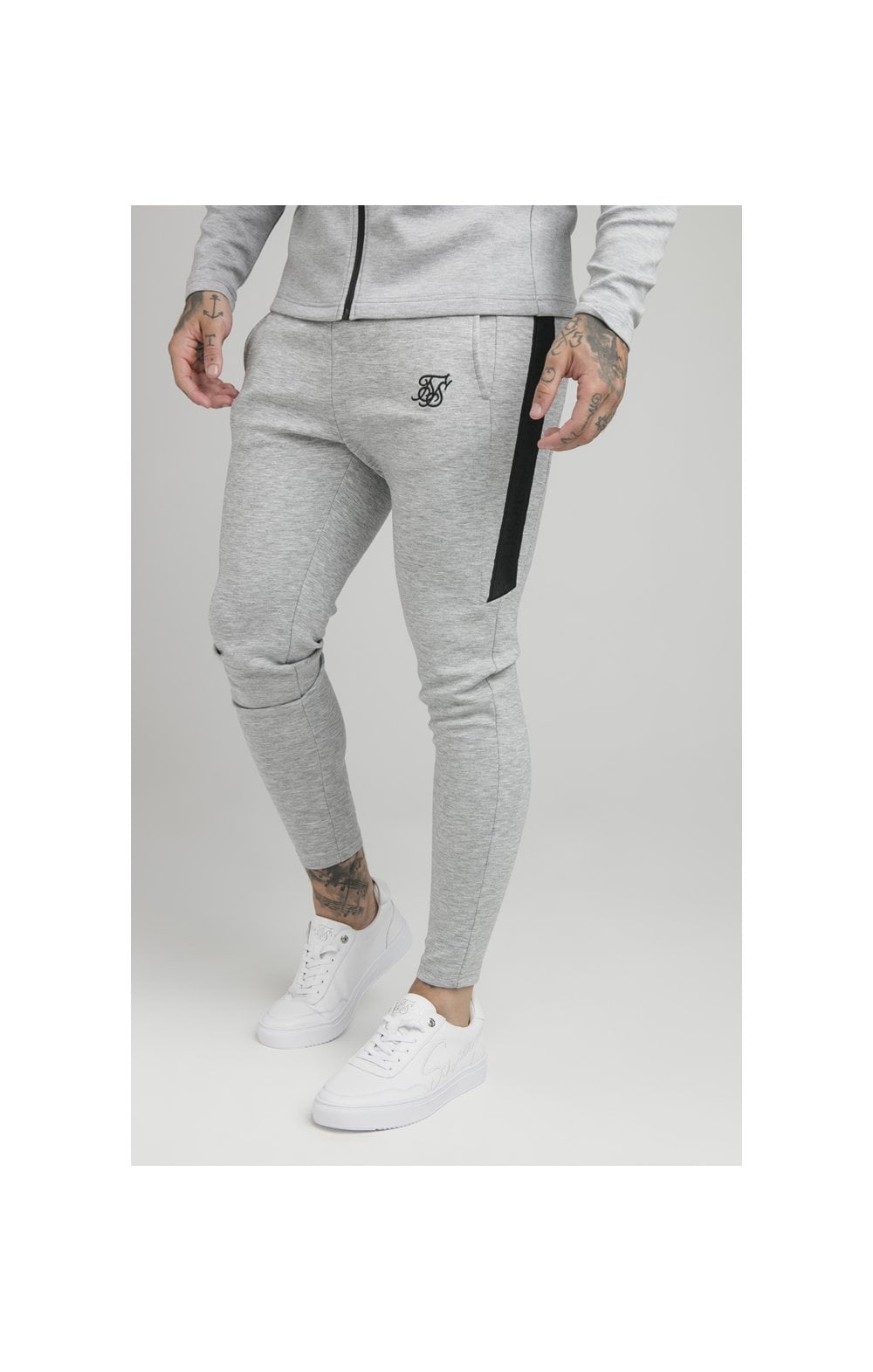 Black Motion Tape Zip Through Hoodie And Jogger Set (5)