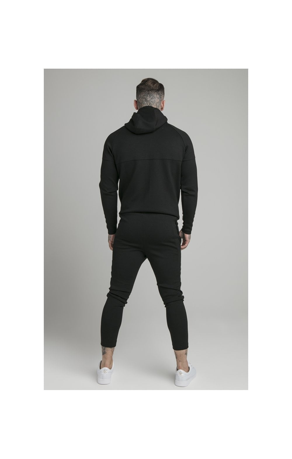 Load image into Gallery viewer, Black Motion Tape Zip Through Hoodie And Jogger Set (10)