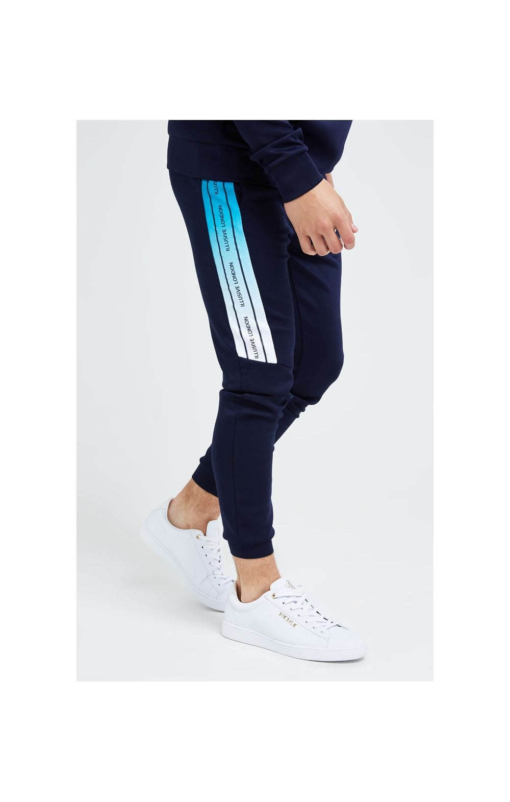 Load image into Gallery viewer, Illusive London Flux Taped Joggers - Navy &amp; Blue (1)