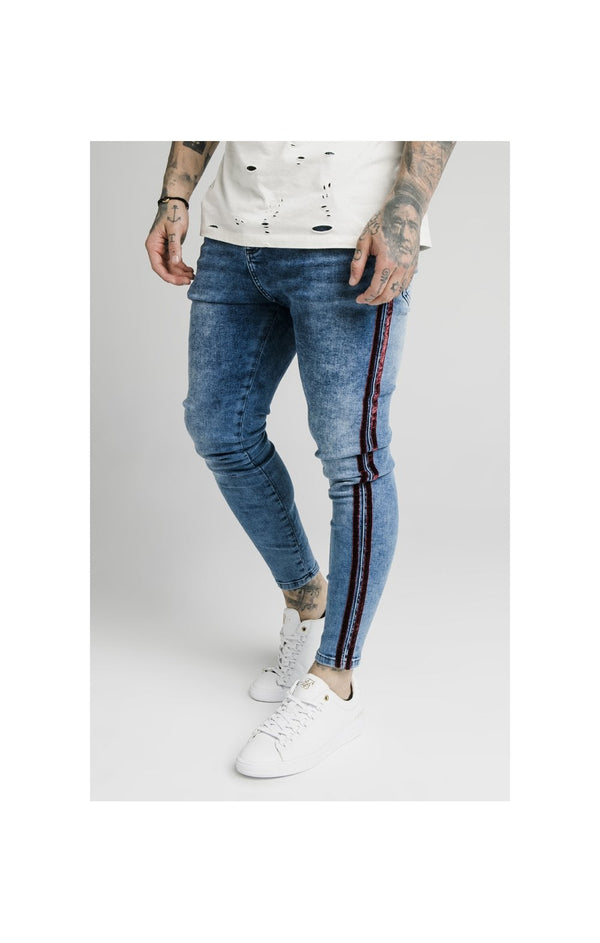 SikSilk Skinny Velour Stripe Jeans - Midstone