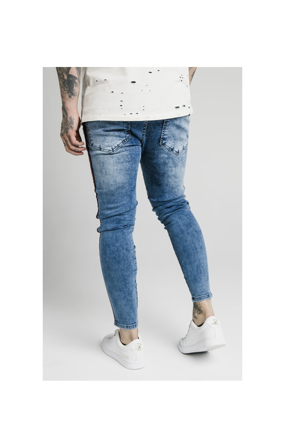 SikSilk Skinny Velour Stripe Jeans - Midstone (2)