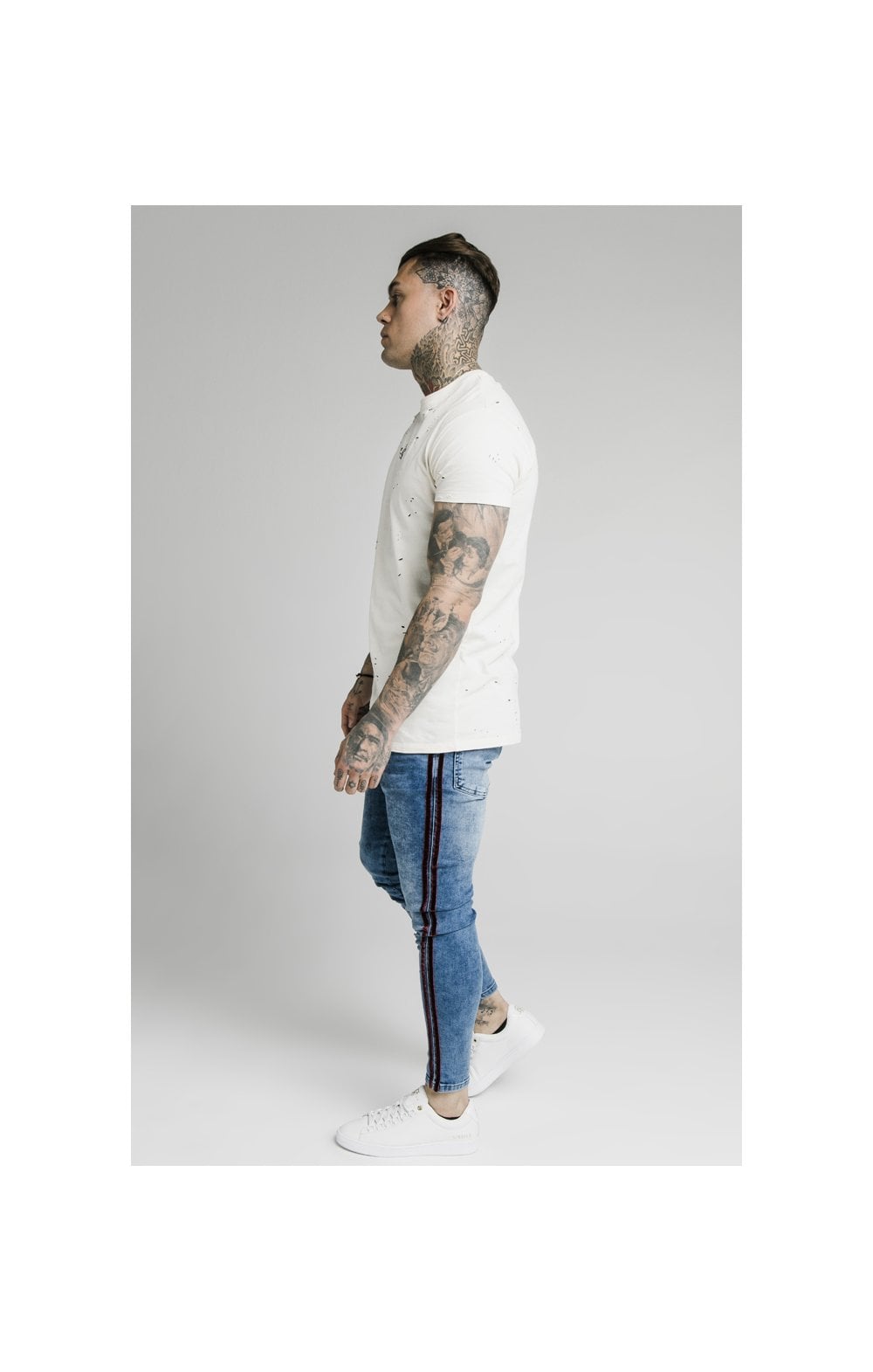 SikSilk Skinny Velour Stripe Jeans - Midstone (3)
