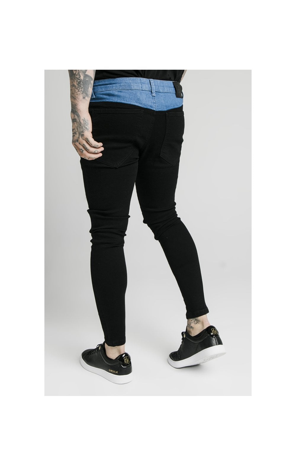SikSilk Contrast Distressed Skinny Jeans - Washed Black & Midstone (1)