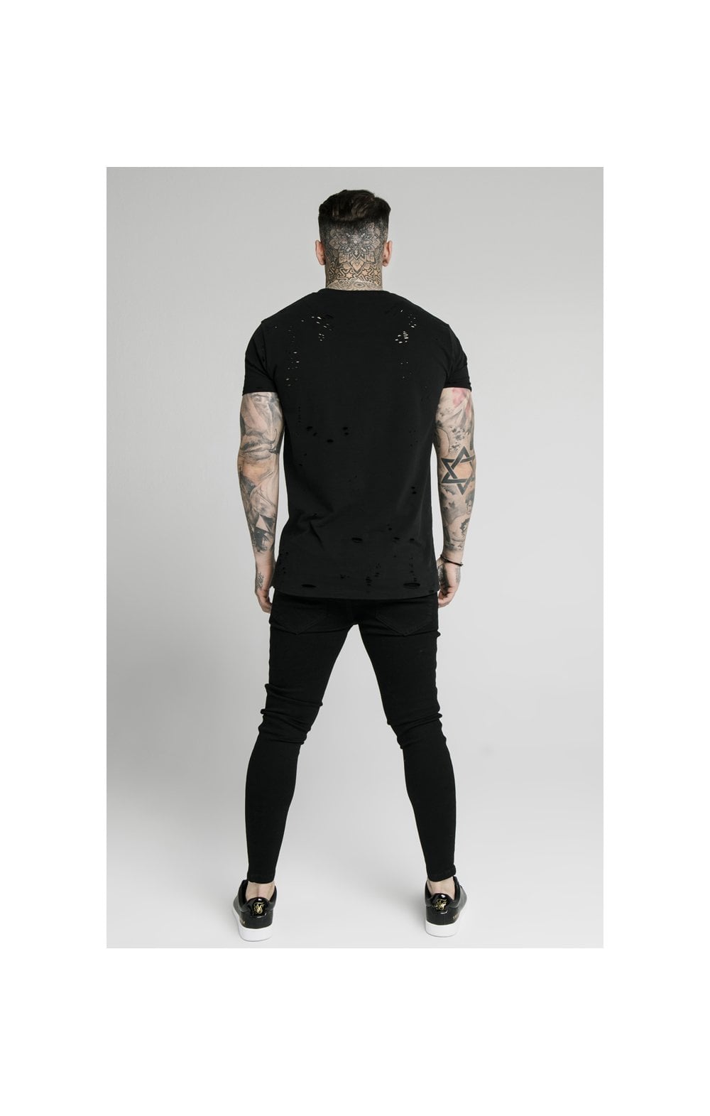 SikSilk Contrast Distressed Skinny Jeans - Washed Black & Midstone (6)