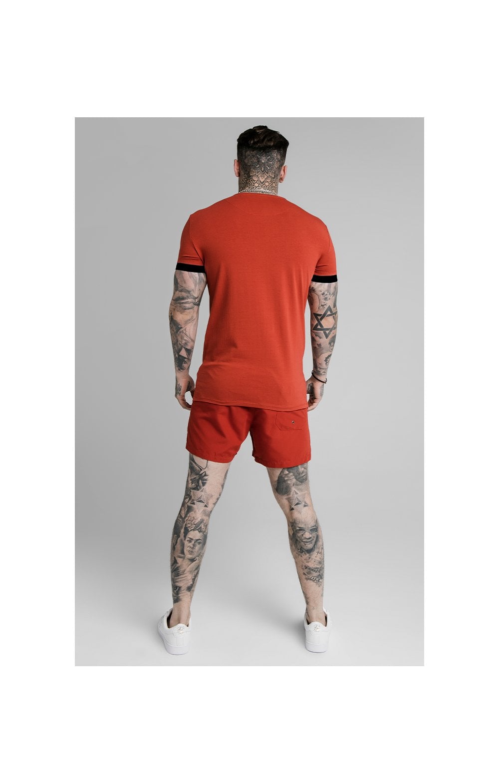 SikSilk Inset Elastic Cuff Gym Tee – Red (5)