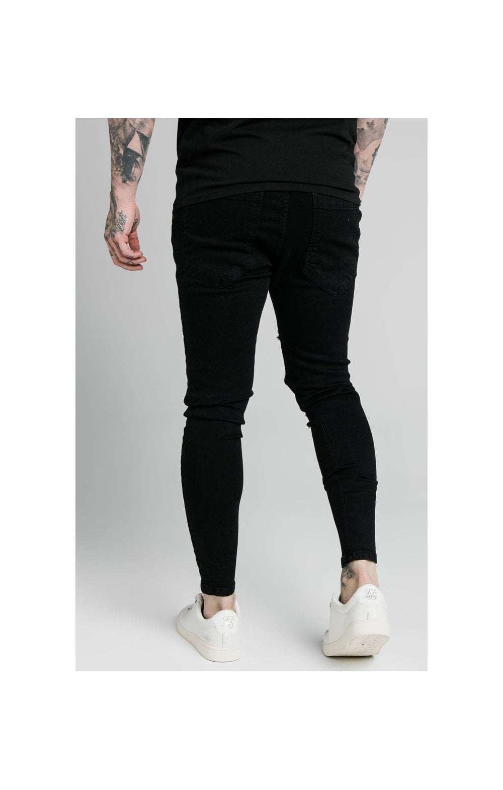 SikSilk Elasticated Tape Skinny Distressed Jeans - Black (1)