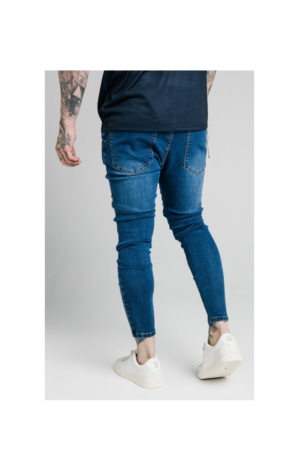 SikSilk Skinny Distressed Patch Jeans - Midstone (1)